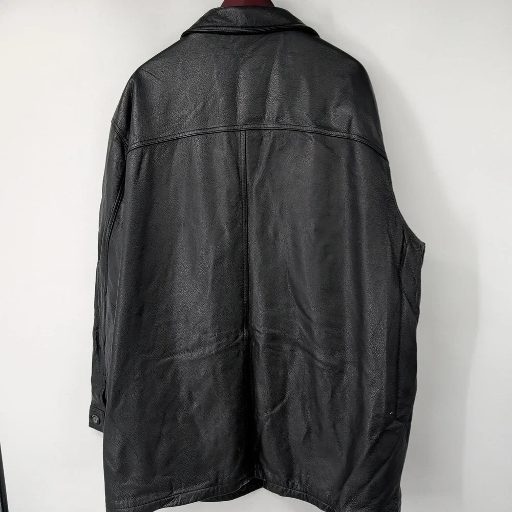 J. Ferrar Mens Black Genuine Leather Nappa Car Coat Jacket 3XLT Big and Tall